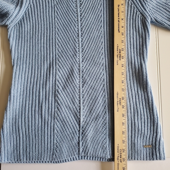 Tahari light blue cable knit, cowl neck sweater - Picture 10 of 10